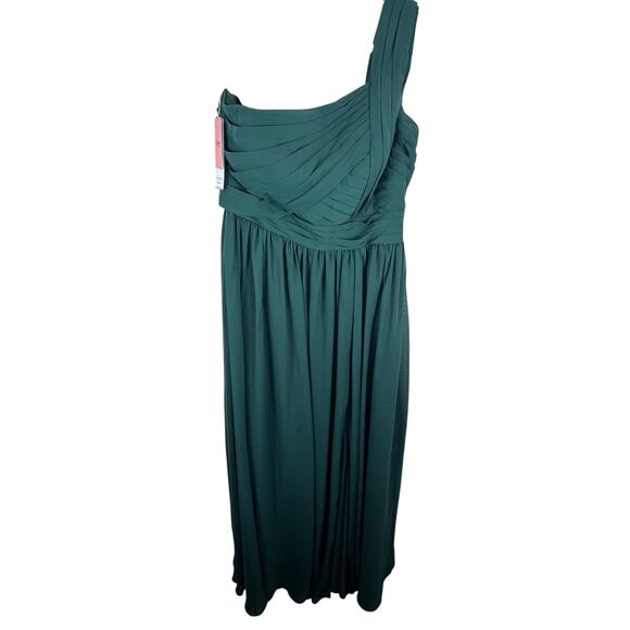 JJ's House NWT Dark Forest Green One Shoulder High Slit Floor Length Gown Sz 14 - Picture 5 of 12